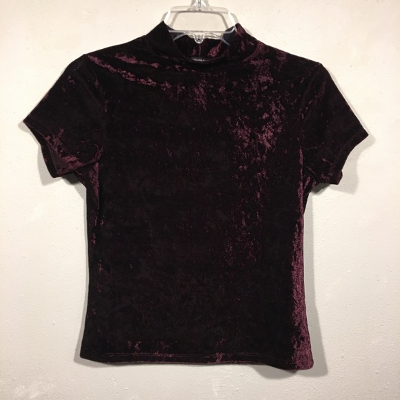 FOREVER 21 Burgundy Crushed Velvet Crop Top M - Picture 7 of 7